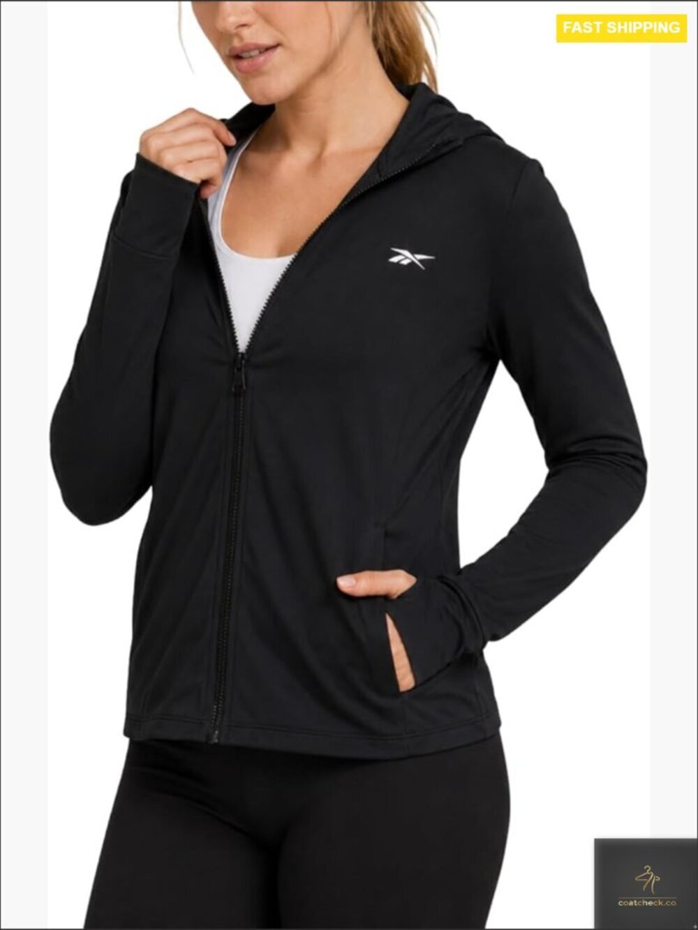 Sun Hoodie Long Sleeve Lightweight UPF 50+ Zip Front Thumb Holes Active